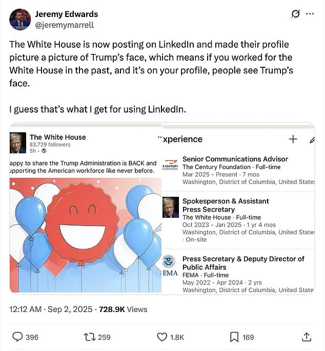 Surreal Shift: White House's LinkedIn Control Sparks Insider Controversy