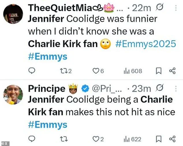 Breaking: Jennifer Coolidge's Controversial Social Media Link to Deceased Activist Charlie Kirk Sparks Outrage Ahead of Emmy Appearances
