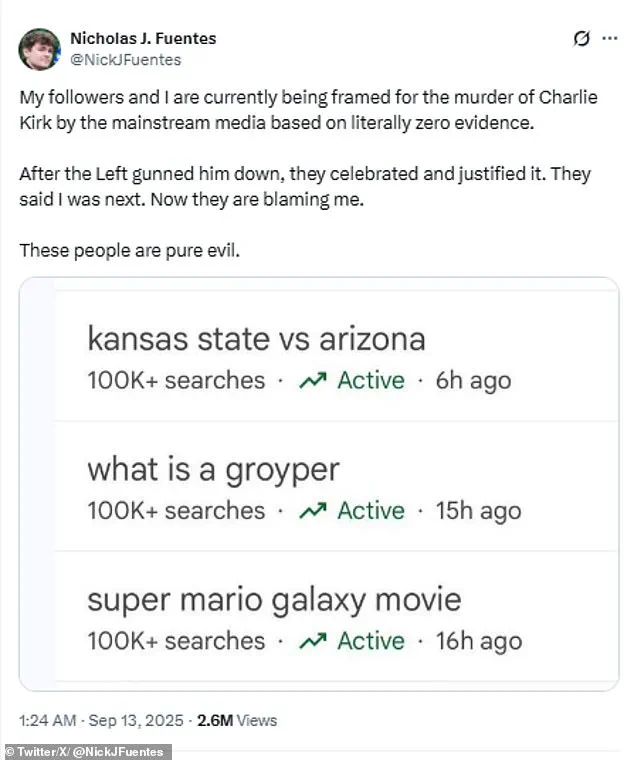 White Supremacist Podcaster Nick Fuentes Claims He and Followers Are 'Being Framed' for Charlie Kirk's Death as Investigation Continues, Accusing Mainstream Media of Orchestrating Campaign
