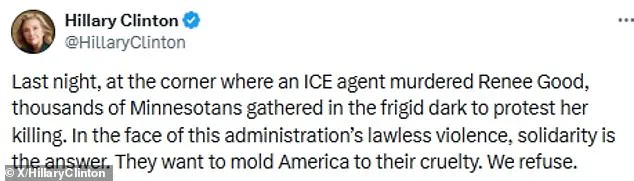 Hillary Clinton Condemns ICE Shooting as 'Murder,' Calls for Resistance to Trump's 'Lawless Violence'