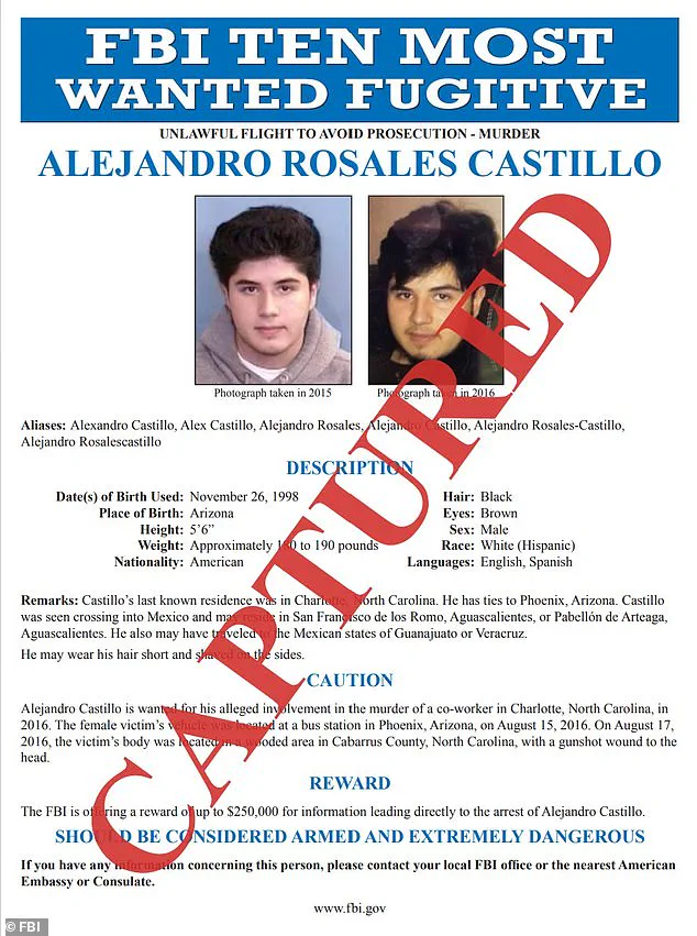 Fugitive Alejandro Rosales Castillo Arrested in Mexico; Fifth FBI Top Ten Apprehension in One Year