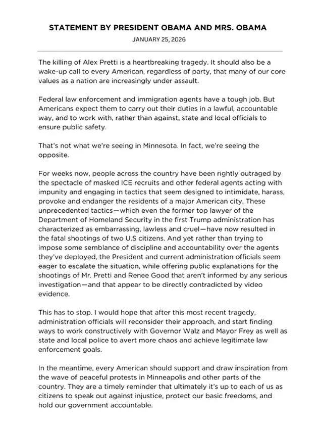 Obama's Unprecedented Criticism of Trump Over Minnesota Shootings Sparks Controversy