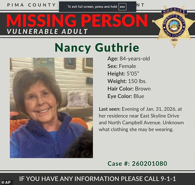 Elderly Mother of NBC Anchor Disappears in Tucson, Sheriff Suspects Abduction
