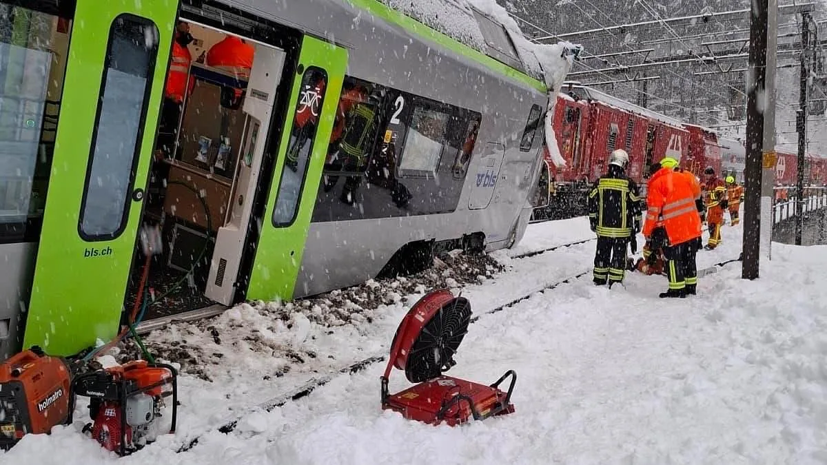 Avalanche Derails Swiss Train, Injuring Five Near Goppenstein