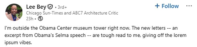 Critics Slam Obama Presidential Center's Design, Calling Engraved Text a 'Headache-Inducing' Eyesore