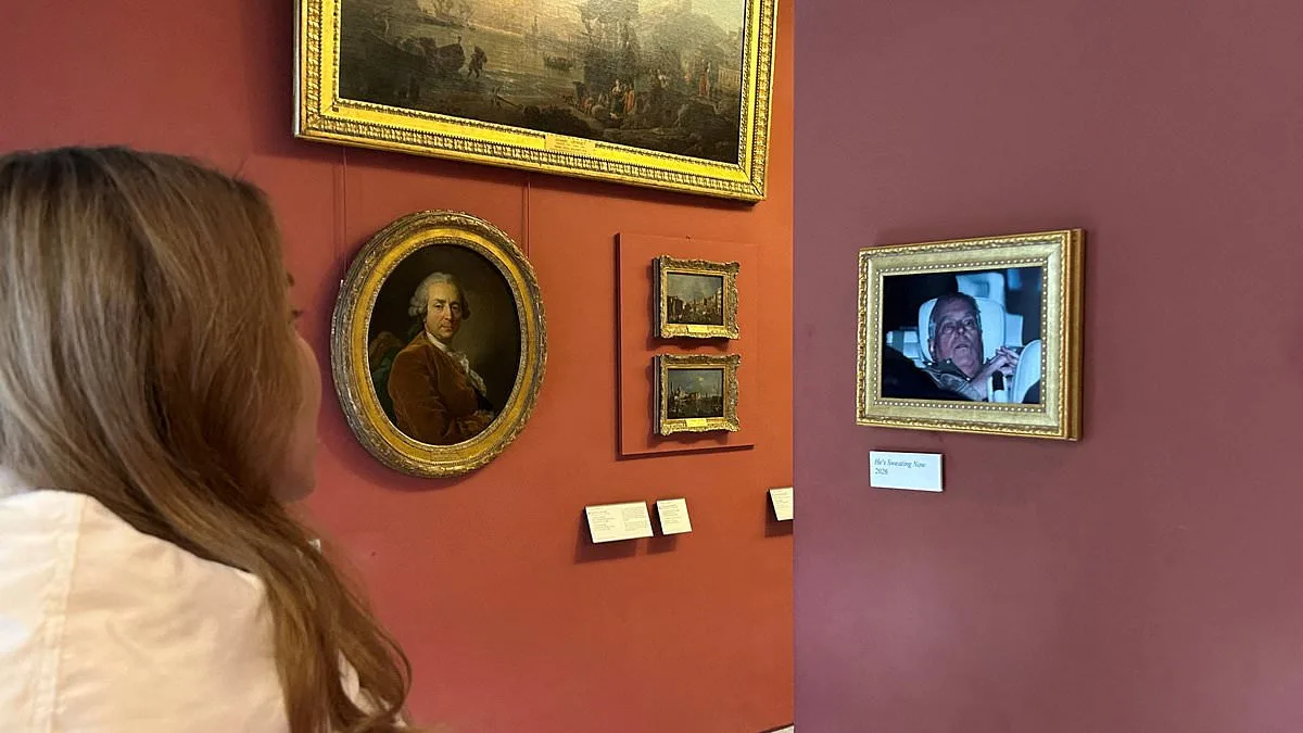 Provocative Display of Andrew Mountbatten-Windsor's Arrest Photo at Louvre by Everyone Hates Elon Activists