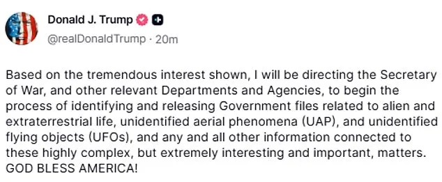 Pentagon to Release UFO Files as Trump Orders, Says Secretary Hegseth