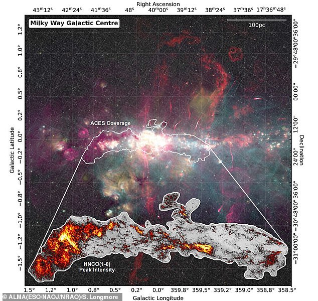 ALMA Captures Largest Ever Image of Milky Way's Core, Unveiling Chemical Complexity of the Central Molecular Zone