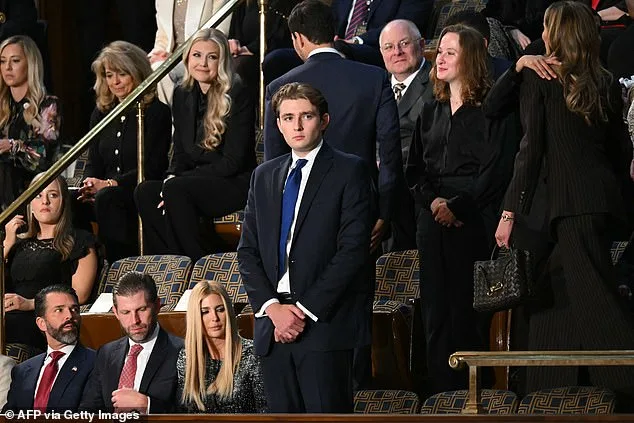Barron Trump Surprises at State of the Union with Blue Tie, Contrasting Family's Red