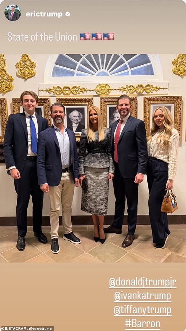 Barron Trump Surprises at State of the Union with Blue Tie, Contrasting Family's Red