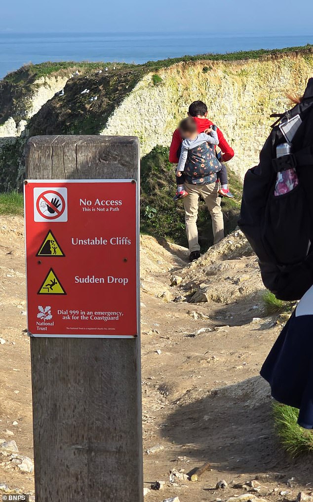 Father's Reckless Decision to Carry Child on Perilous Cliff Path at Old Harry Rocks Ignites Safety Concerns Despite 'No Access' Warnings
