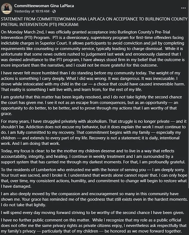Former Mayor Gina LaPlaca Pleads Guilty to Child Abuse and DUI, Marking a Fall from Grace and Sparking Conversations on Accountability