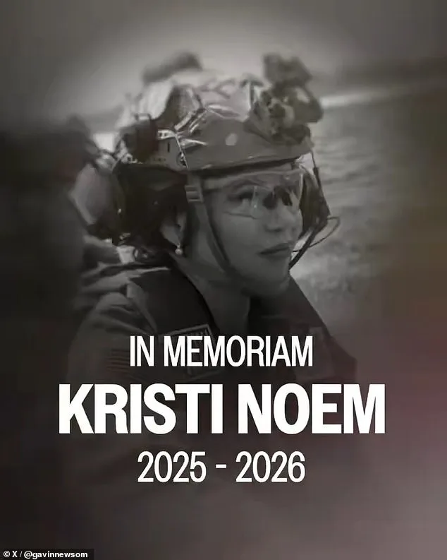 Gavin Newsom's Theatrical 'In Memoriam' Video Mocks Kristi Noem's Legacy with Irony and Political Jabs