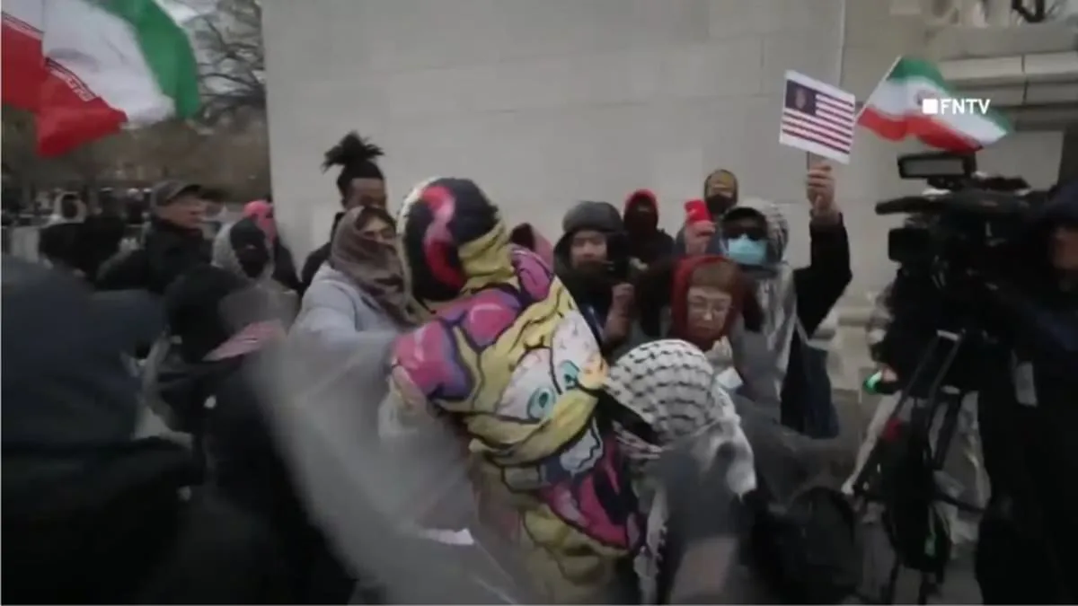 Protester in SpongeBob Sweatshirt Sparks Violent Clash at Khamenei Vigil in NYC