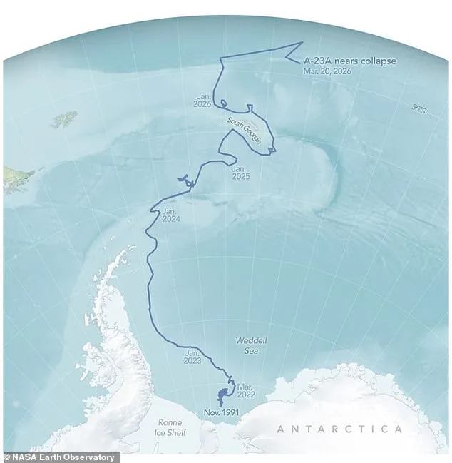 Colossal Antarctic Iceberg Finally Drifting North After 34-Year Odyssey