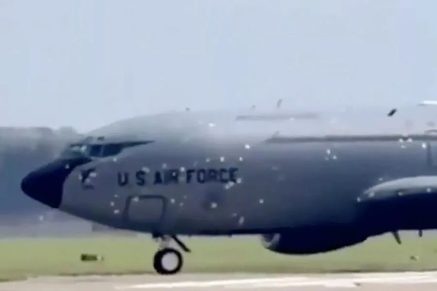 KC-135 Stratotanker's Combat Scars Spark Speculation After Landing at RAF Mildenhall