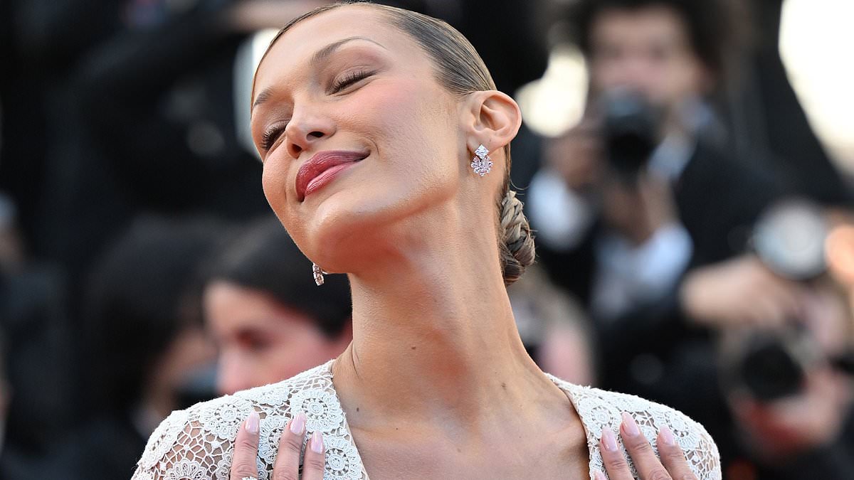Bella Hadid pays homage to Jane Birkin at Cannes in Schiaparelli gown.