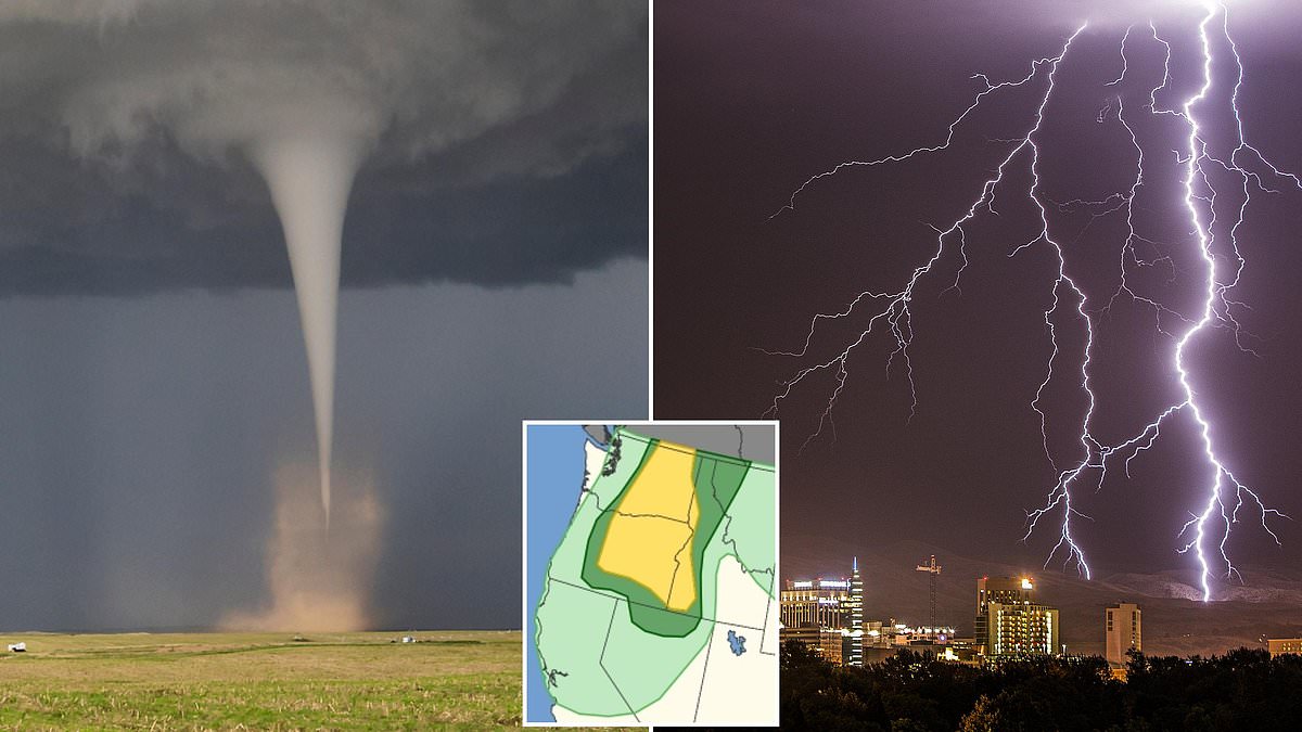 Rare tornadoes and hurricane-force winds threaten millions across the West Coast Thursday.