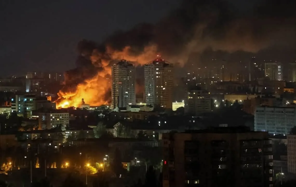 Russia launches massive missile barrage on Kyiv with low Ukrainian interception.